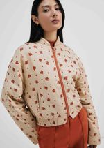 Jaqueta Feminina Puffer Estampada Em Nylon