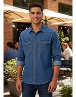 Camisa Jeans Masculina Manga Longa
