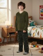Pijama Infantil Menino Longo Estampado Em Fleece