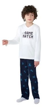 Pijama Infantil Menino Longo Estampado Em Fleece