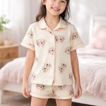 Pijama Infantil Menina Estampado Curto 2 Peças
