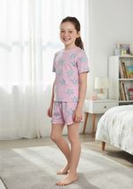 Pijama Curto Infantil Menina + Scrunchie