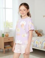 Pijama Curto Infantil Menina + Scrunchie