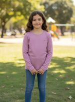 Blusa Básica Infantil Menina Manga Longa Com Patch