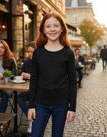 Blusa Básica Infantil Menina Manga Longa Com Patch