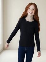 Blusa Básica Infantil Menina Manga Longa Com Patch
