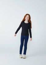 Blusa Básica Infantil Menina Manga Longa Com Patch