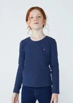 Blusa Básica Infantil Menina Manga Longa Com Patch