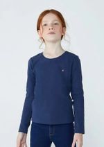 Blusa Básica Infantil Menina Manga Longa Com Patch