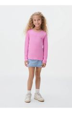 Blusa Básica Infantil Menina Manga Longa Com Patch