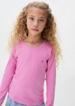 Blusa Básica Infantil Menina Manga Longa Com Patch