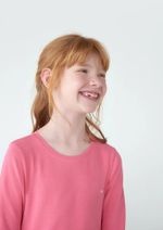 Blusa Básica Infantil Menina Manga Longa Com Patch