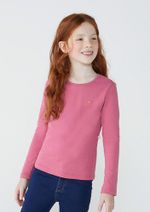 Blusa Básica Infantil Menina Manga Longa Com Patch
