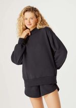 Blusão Básico Feminino Em Moletom Peluciado Oversized
