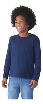 Camiseta Manga Longa Infantil Menino Em Malha De Algodão