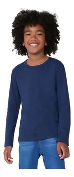 Camiseta Manga Longa Infantil Menino Em Malha De Algodão
