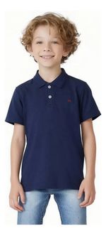 Camisa Polo Básica Menino De Algodão Com Bordado