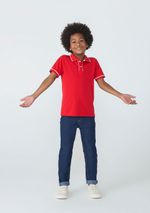 Camisa Polo Básica Menino De Algodão Com Bordado