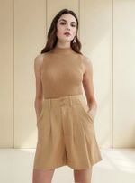 Shorts Feminino Em Alfaiataria Com Linho