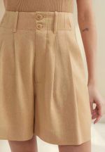 Shorts Feminino Em Alfaiataria Com Linho