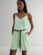 Shorts Feminino Em Alfaiataria Com Linho