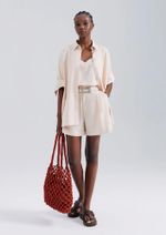 Shorts Feminino Em Alfaiataria Com Linho