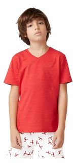 Camiseta Básica Infantil Menino Flamê Em Decote V