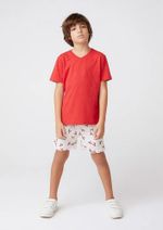 Camiseta Básica Infantil Menino Flamê Em Decote V