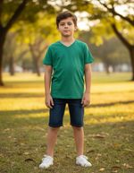 Camiseta Básica Infantil Menino Flamê Em Decote V