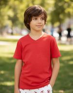 Camiseta Básica Infantil Menino Flamê Em Decote V