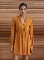Vestido Curto Evasê Manga Longa