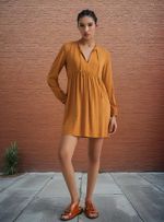 Vestido Curto Evasê Manga Longa
