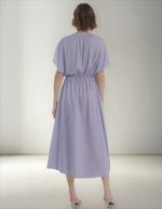 Vestido Midi Manga Curta Em Tecido De Viscose