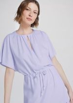 Vestido Midi Manga Curta Em Tecido De Viscose