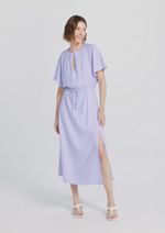 Vestido Midi Manga Curta Em Tecido De Viscose