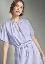 Vestido Midi Manga Curta Em Tecido De Viscose