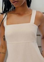 Vestido Curto Decote Quadrado Em Viscose E Linho