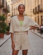 Jaqueta Feminina Bomber Em Tecido De Viscose
