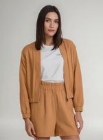 Jaqueta Feminina Bomber Em Tecido De Viscose