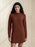 Vestido Curto Manga Longa Em Tricô