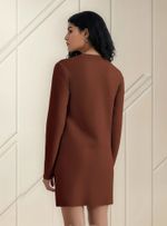 Vestido Curto Manga Longa Em Tricô