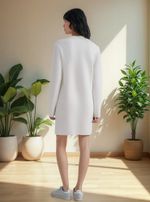 Vestido Curto Manga Longa Em Tricô