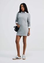 Vestido Curto Manga Longa Em Tricô