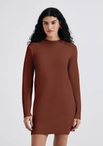 Vestido Curto Manga Longa Em Tricô