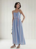 Vestido Midi Fio Tinto Com Amarração