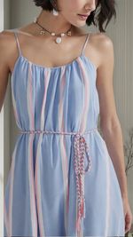 Vestido Midi Fio Tinto Com Amarração