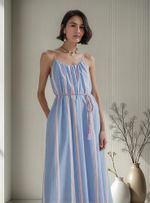Vestido Midi Fio Tinto Com Amarração