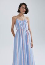 Vestido Midi Fio Tinto Com Amarração