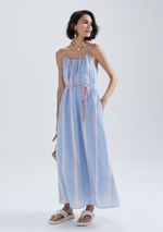 Vestido Midi Fio Tinto Com Amarração