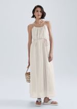 Vestido Midi Fio Tinto Com Amarração